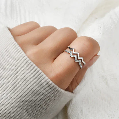 Bague Double Zigzag Pavée