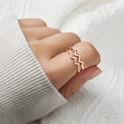 Bague Double Zigzag Pavée