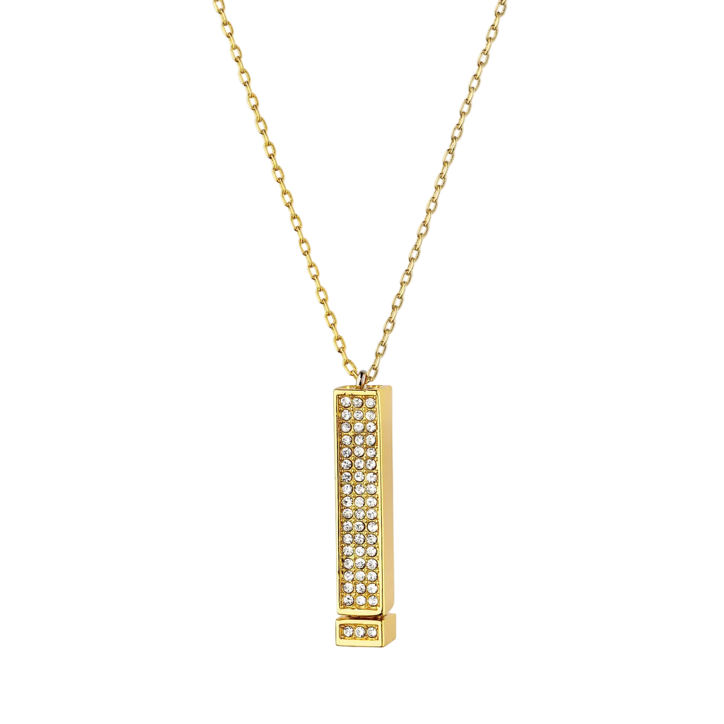 Collier Barre Verticale Pavée de Cristaux "I Love You"