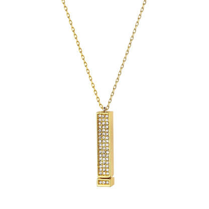 Collier Barre Verticale Pavée de Cristaux "I Love You"