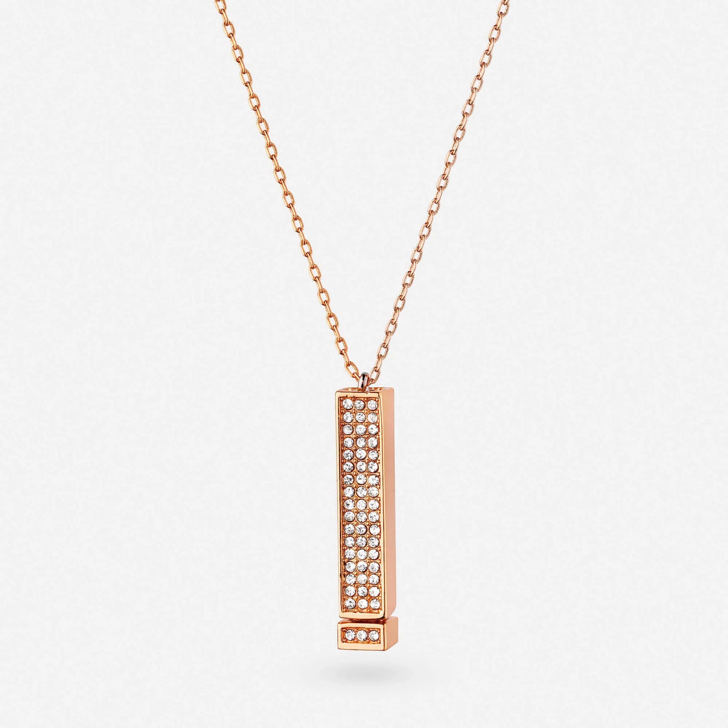 Collier Barre Verticale Pavée de Cristaux "I Love You"
