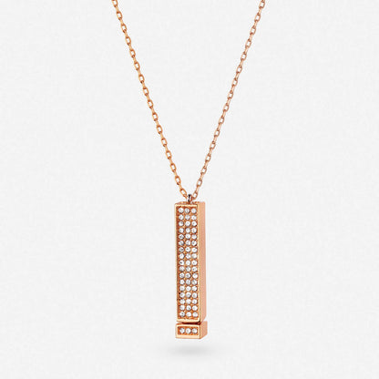 Collier Barre Verticale Pavée de Cristaux "I Love You"