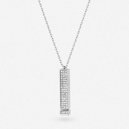 Collier Barre Verticale Pavée de Cristaux "I Love You"