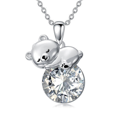 Collier Ours Cristal Argent Sterling Élégant