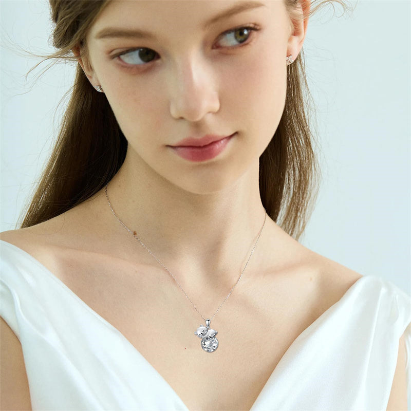 Collier Ours Cristal Argent Sterling Élégant