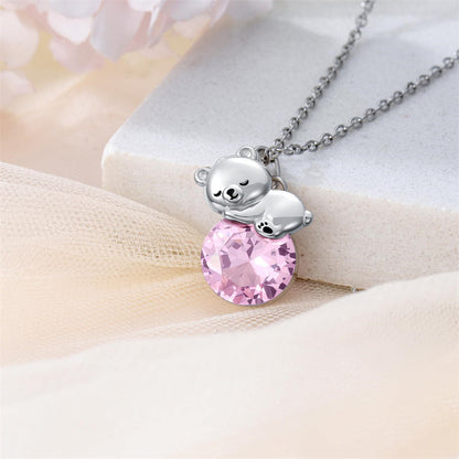 Collier Ours Cristal Argent Sterling Élégant