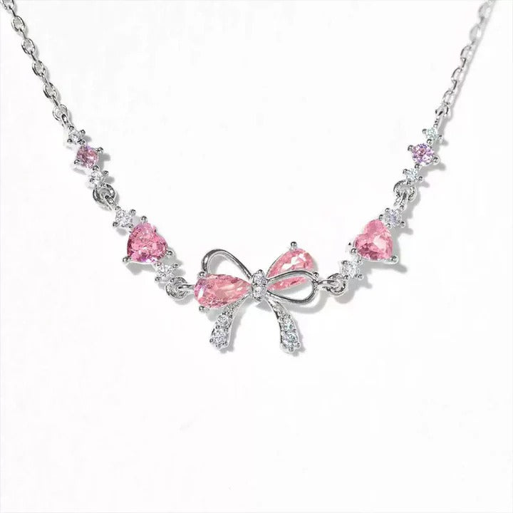 Bracelet Nœud Cœurs Roses