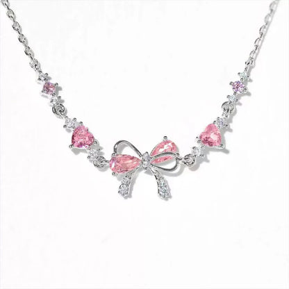 Bracelet Nœud Cœurs Roses