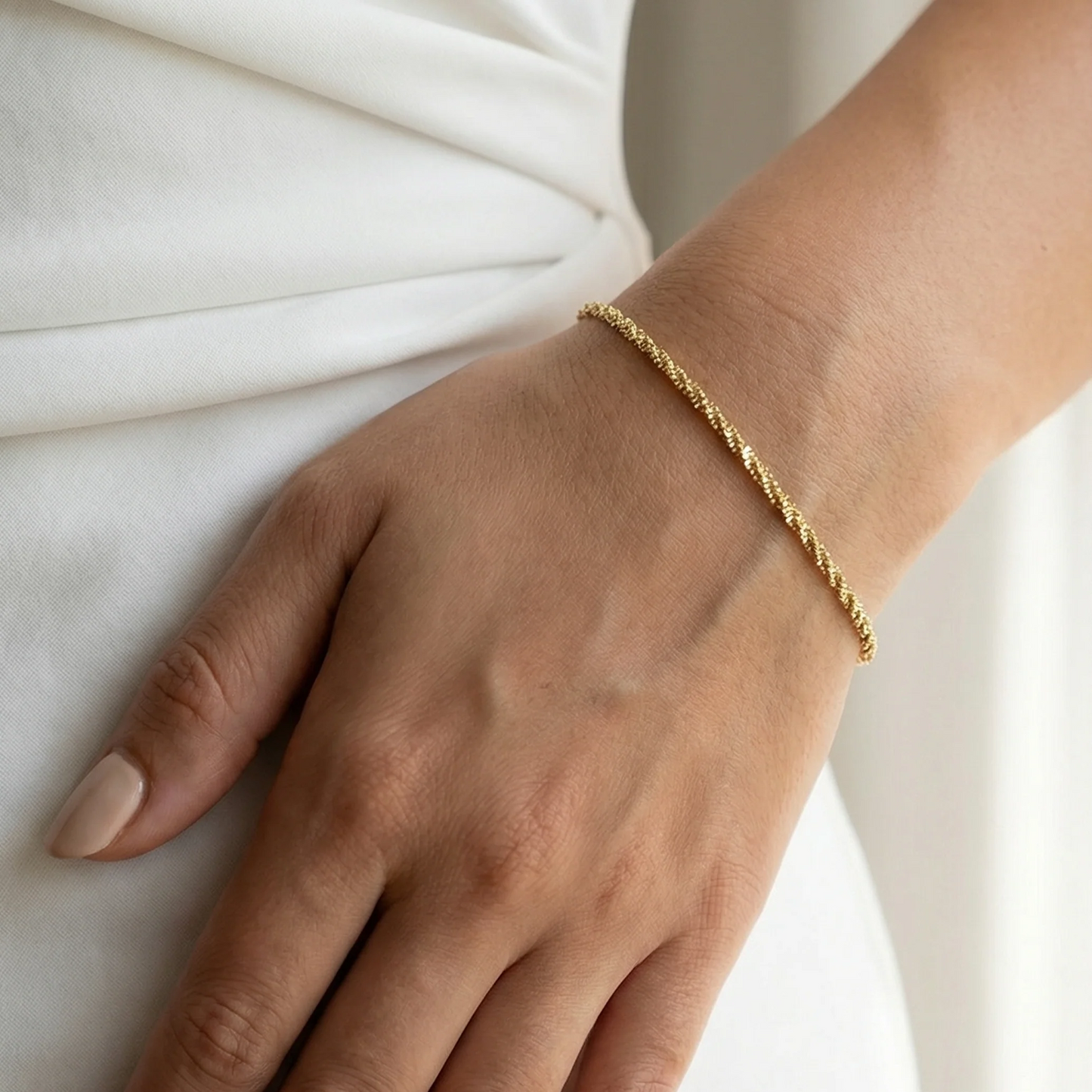 Bracelet Chaîne Fine Texturée