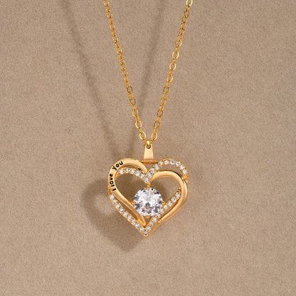 Collier Cœur Double aux Cristaux Étincelants
