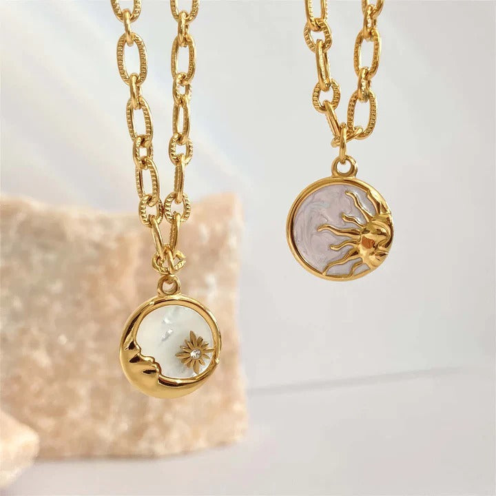 Collier Soleil & Lune en Nacre