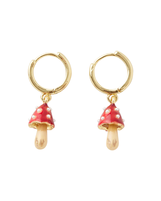 Boucles d'oreilles Huggie Champignon