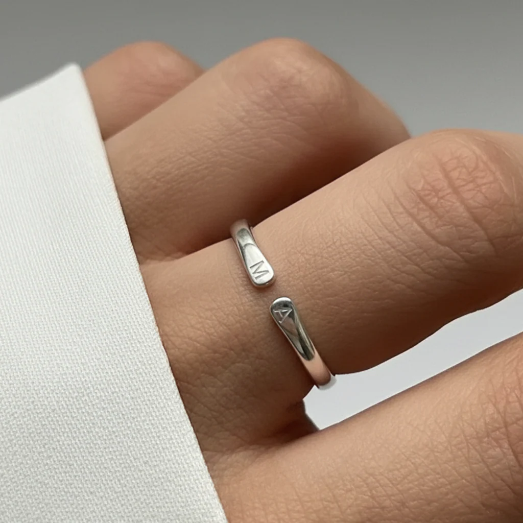 Bague Double Initiale Ajustable