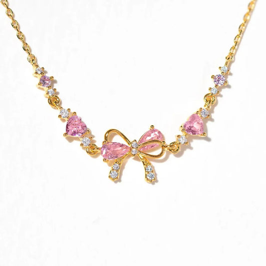 Bracelet Nœud Cœurs Roses
