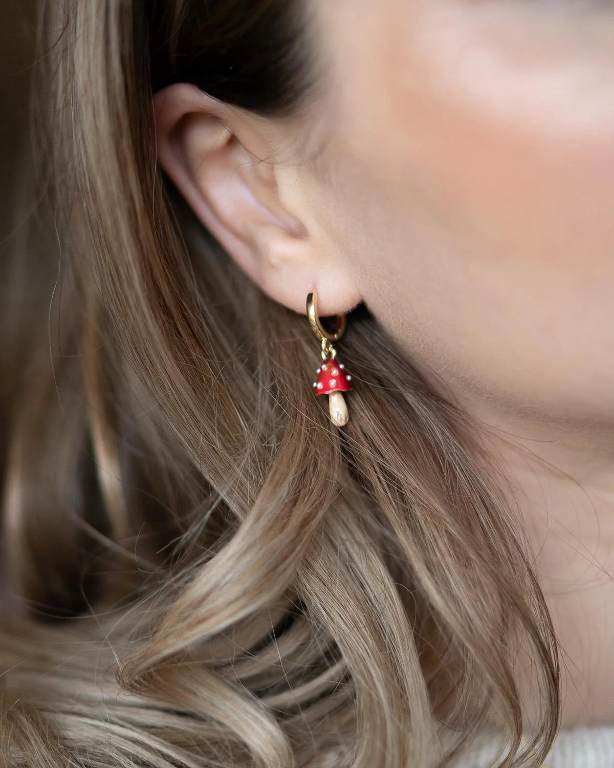 Boucles d'oreilles Huggie Champignon