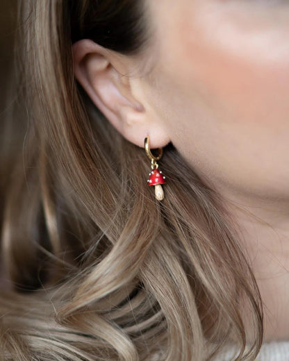 Boucles d'oreilles Huggie Champignon
