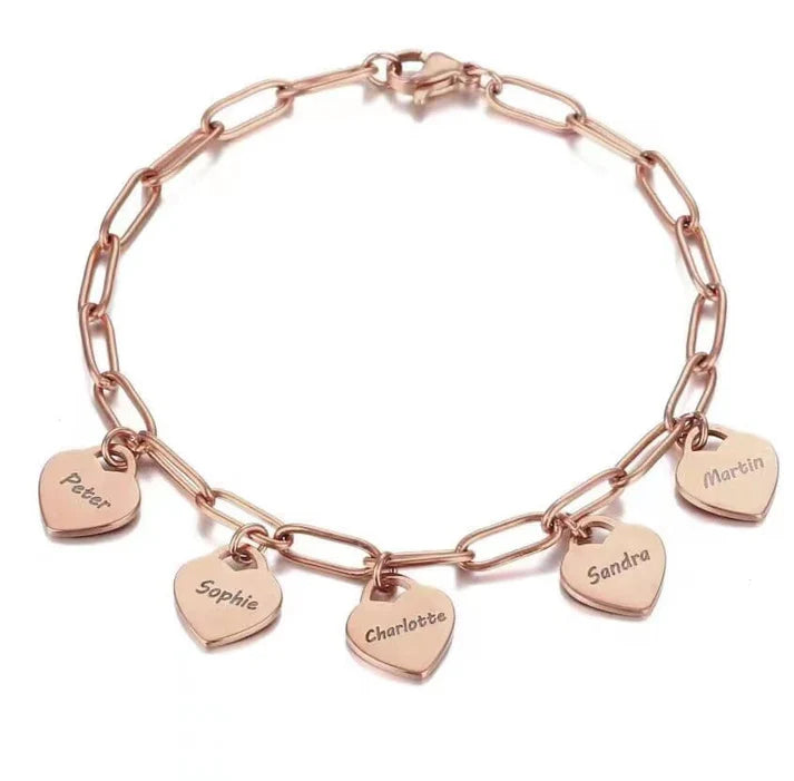 Bracelet chaîne à cœurs personnalisés