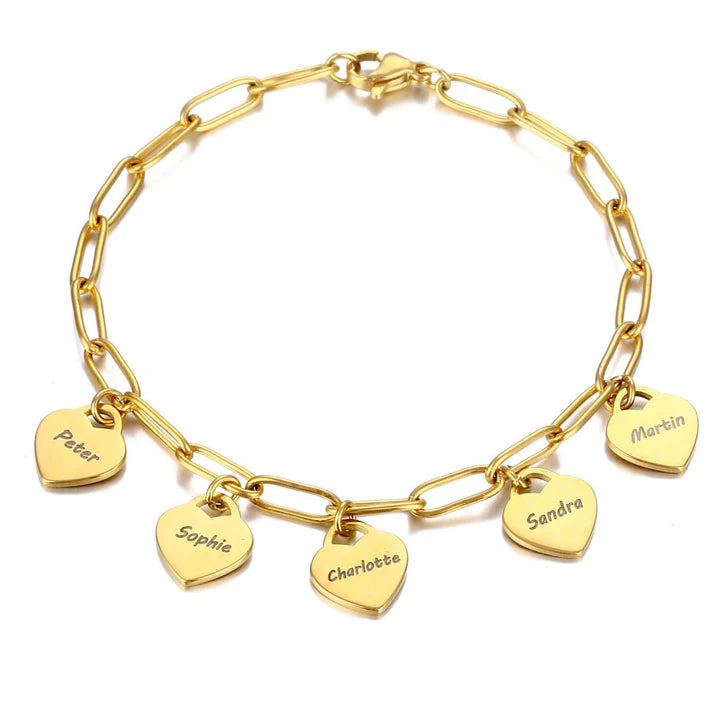 Bracelet chaîne à cœurs personnalisés