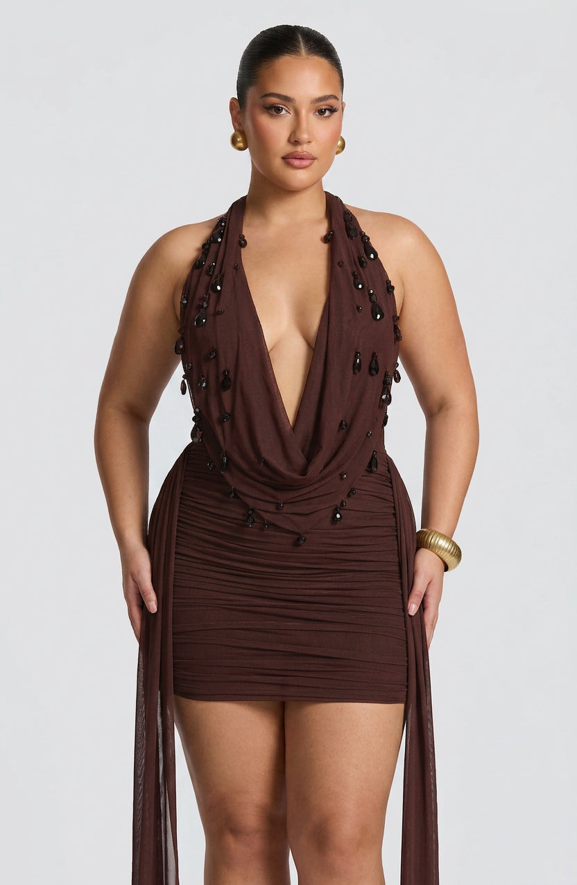 Robe Mini Anaïs - Brun Prune