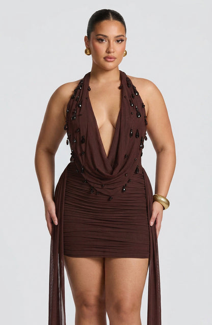 Robe Mini Anaïs - Brun Prune