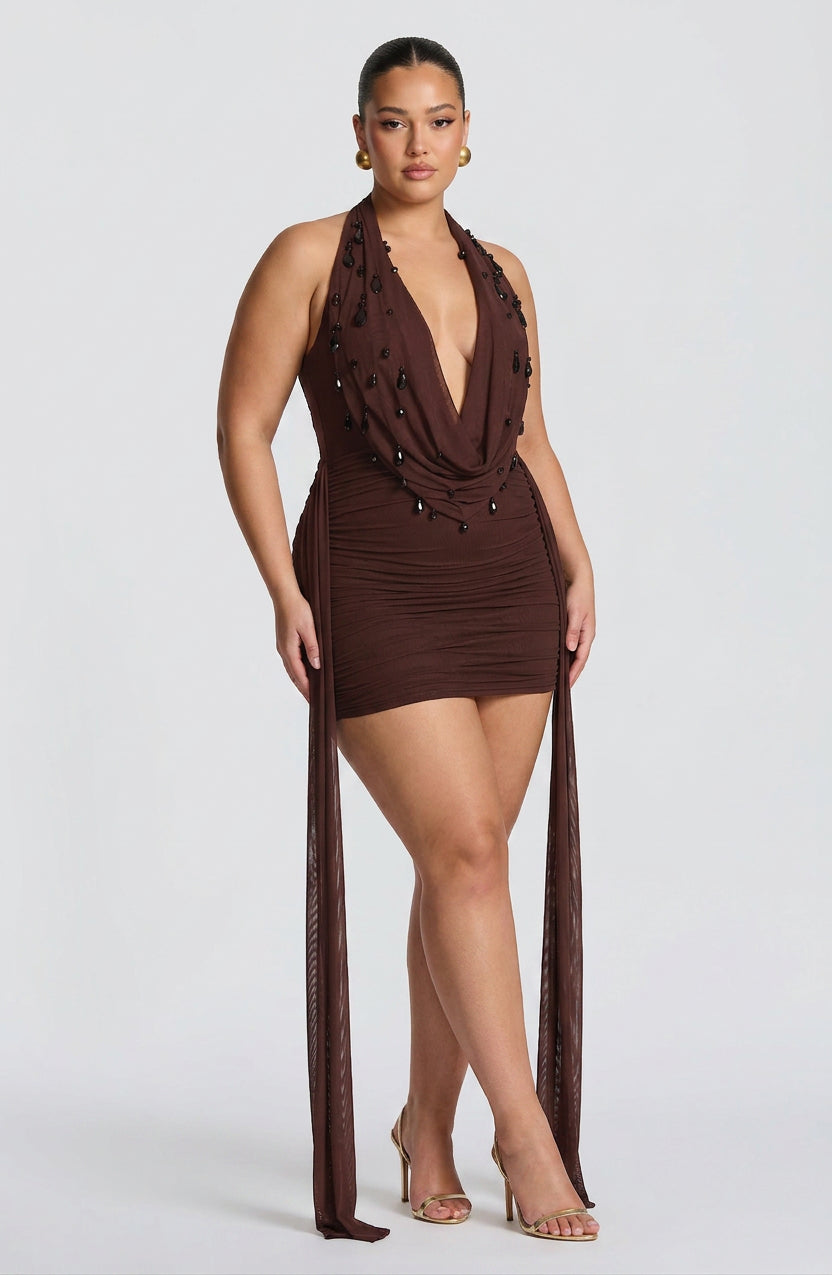 Robe Mini Anaïs - Brun Prune