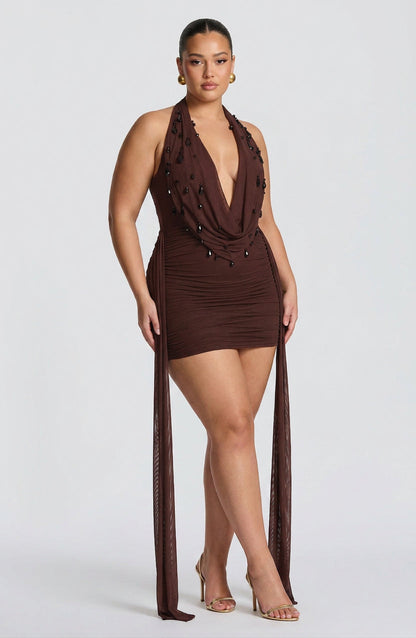Robe Mini Anaïs - Brun Prune