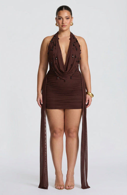 Robe Mini Anaïs - Brun Prune