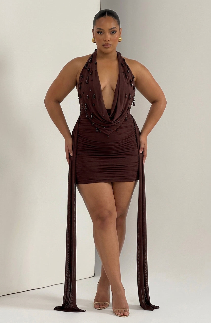 Robe Mini Anaïs - Brun Prune