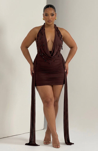 Robe Mini Anaïs - Brun Prune