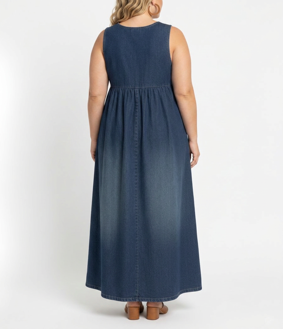 Sasha | Robe Maxi en Denim Doux Lavé Vintage