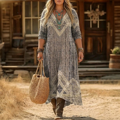 Evadne | Robe décontractée à manches longues inspirée du vintage