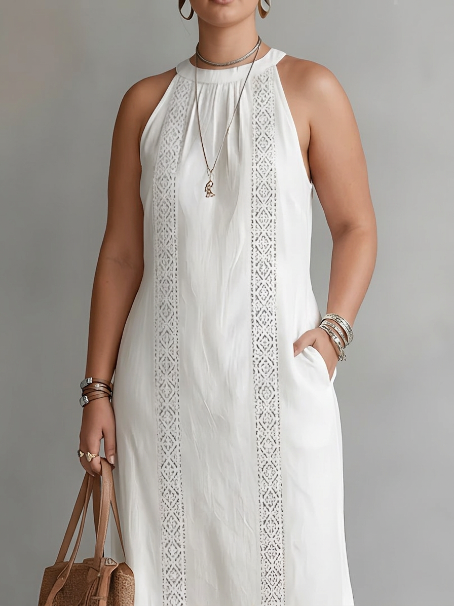 Galina | Robe midi en lin avec col mandarin