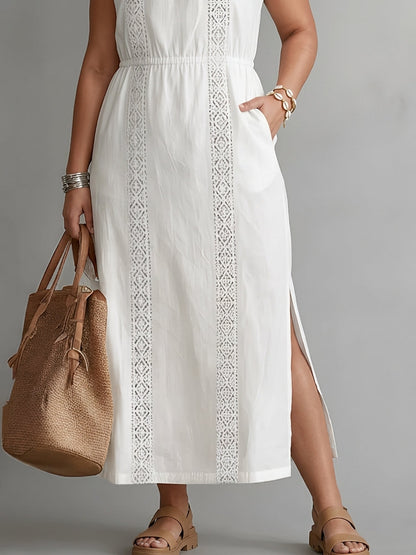 Galina | Robe midi en lin avec col mandarin
