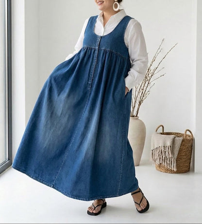 Sasha | Robe Maxi en Denim Doux Lavé Vintage