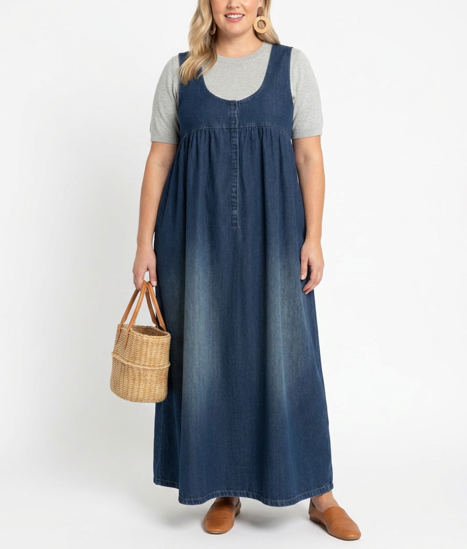 Sasha | Robe Maxi en Denim Doux Lavé Vintage