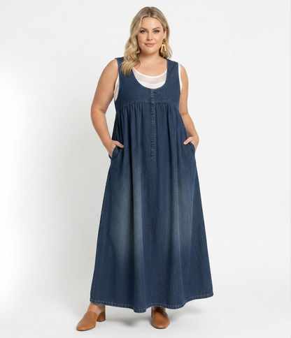 Sasha | Robe Maxi en Denim Doux Lavé Vintage