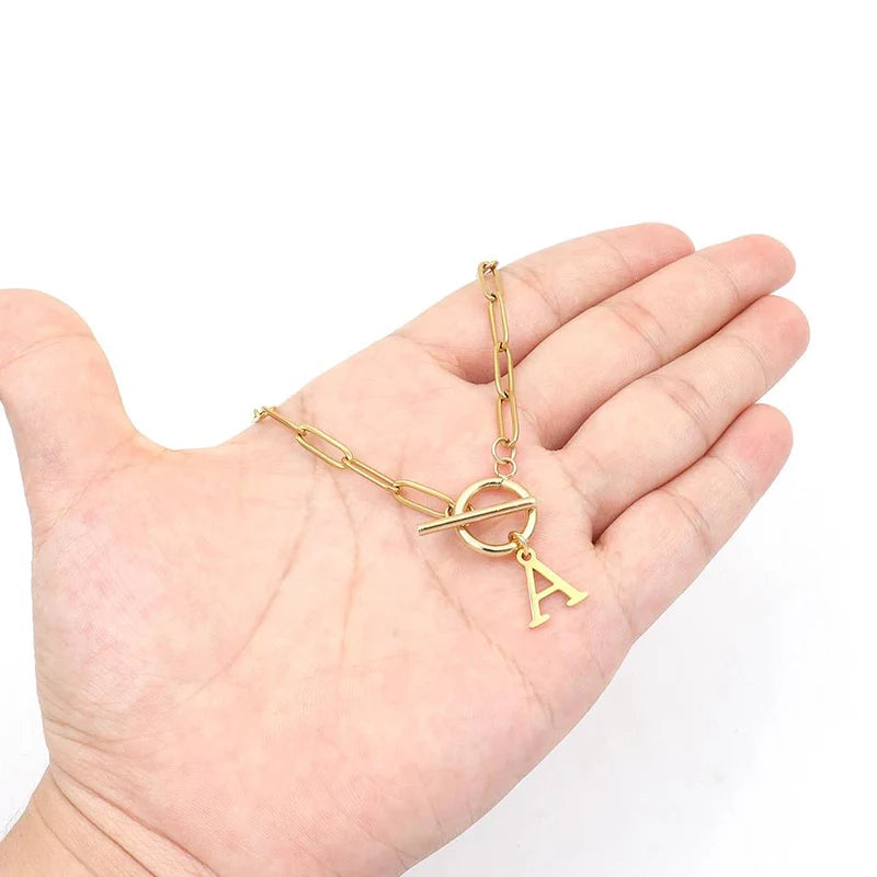 Collier Initiale Maille Trombone