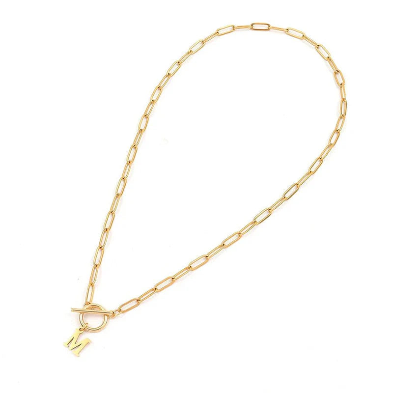 Collier Initiale Maille Trombone