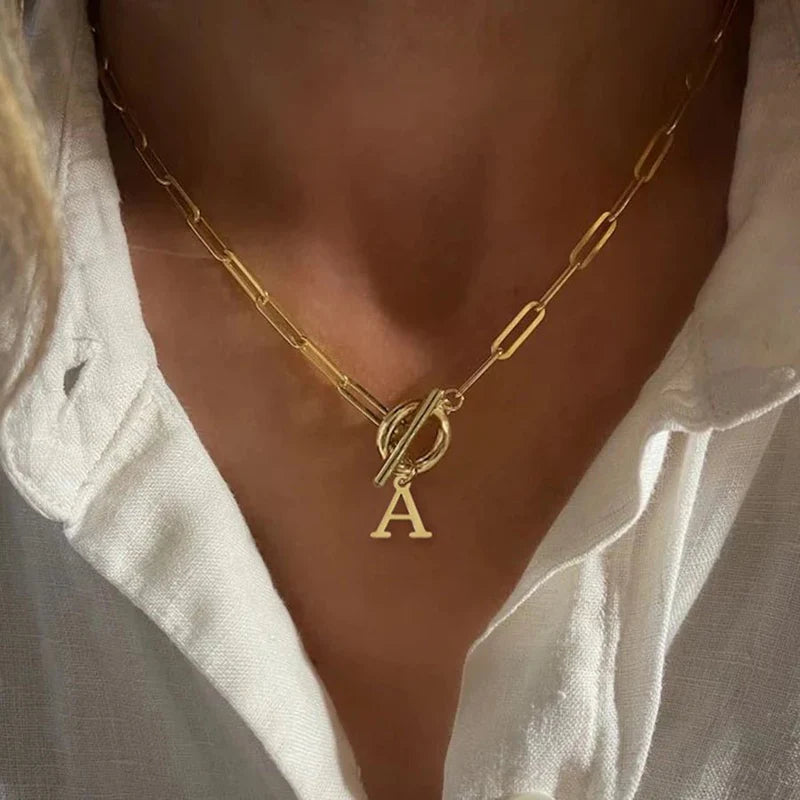Collier Initiale Maille Trombone