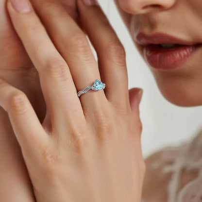 Bague cœur en aigue-marine