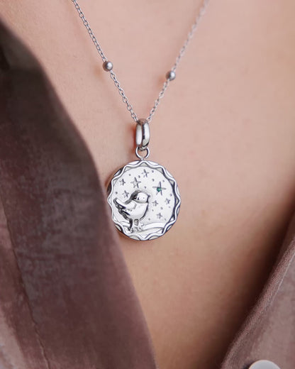 Collier médaille oiseau étoilé