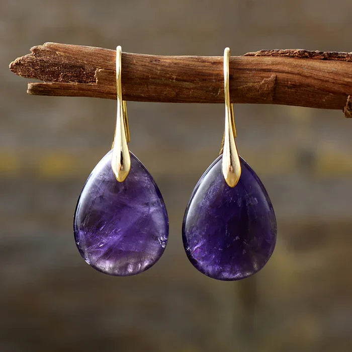 Boucles d’Oreilles Améthyste Goutte