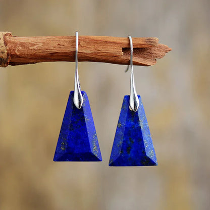Boucles d’oreilles trapèze en lapis-lazuli