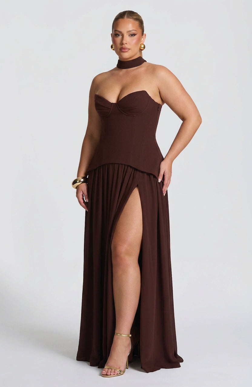 Robe Maxi Opaline - Brun Prune