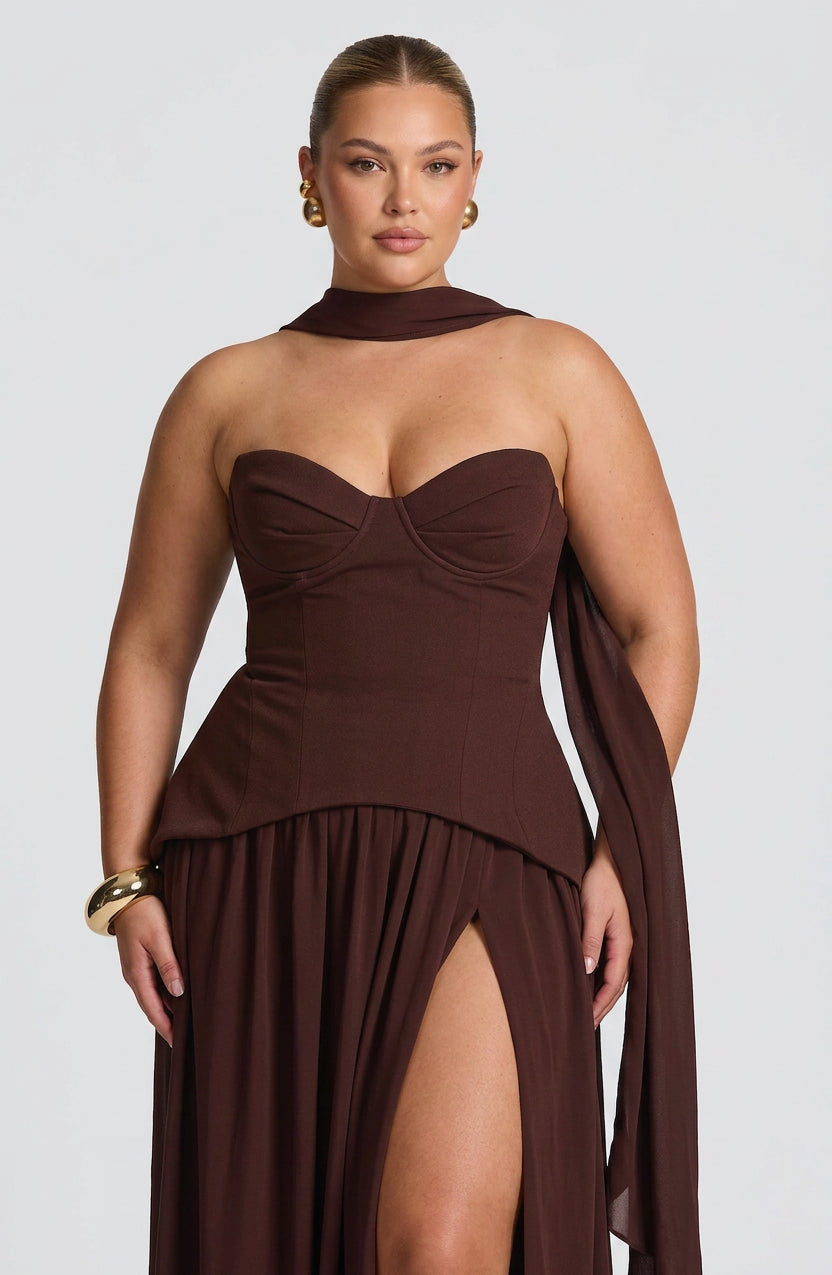 Robe Maxi Opaline - Brun Prune