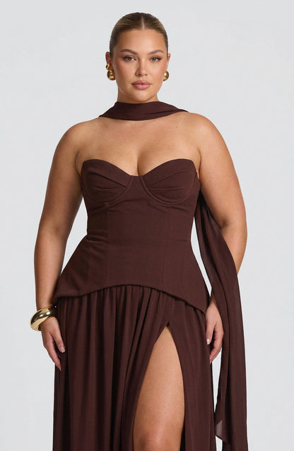 Robe Maxi Opaline - Brun Prune