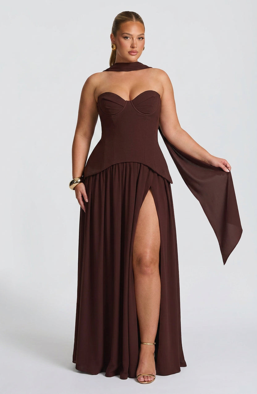 Robe Maxi Opaline - Brun Prune