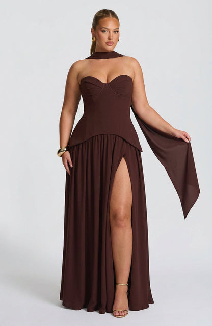Robe Maxi Opaline - Brun Prune