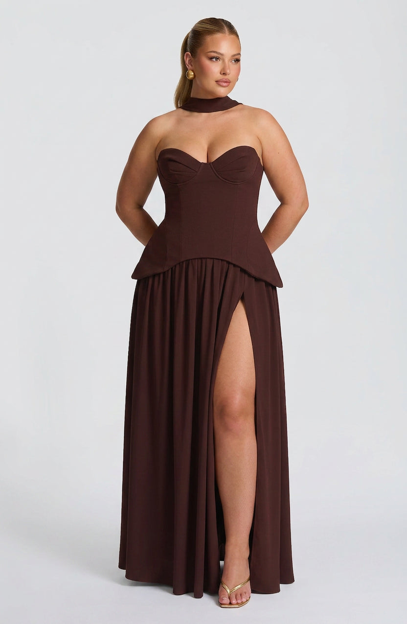 Robe Maxi Opaline - Brun Prune