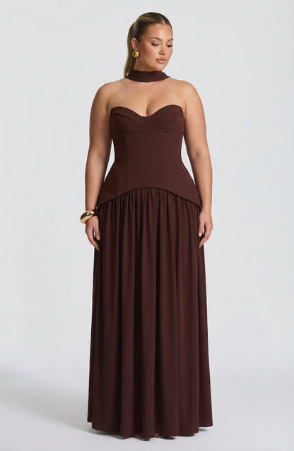 Robe Maxi Opaline - Brun Prune
